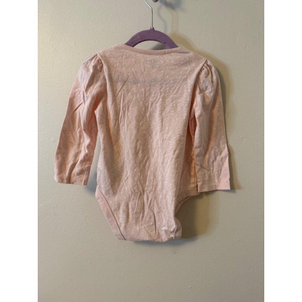 Baby Gap Long-Sleeve Pink Polka Dot Bunny Graphic Bodysuit 18-24 Months - Picture 2 of 5